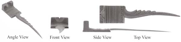 Rear sight,
feather finial for 13/16" or 7/8" octagon barrels,
wax cast steel